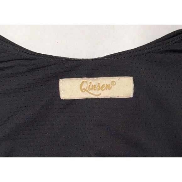 Ladies Qinsen Black Square Neck LS Wide Leg Bodycon Romper Jump Suit Size S - Picture 5 of 7